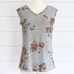 Gray Floral Tee/Tank